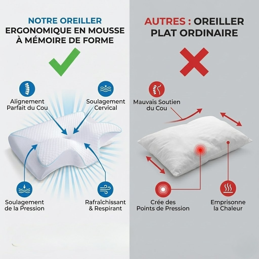 Oreiller de Sommeil Ergonomique en Mousse à Mémoire™