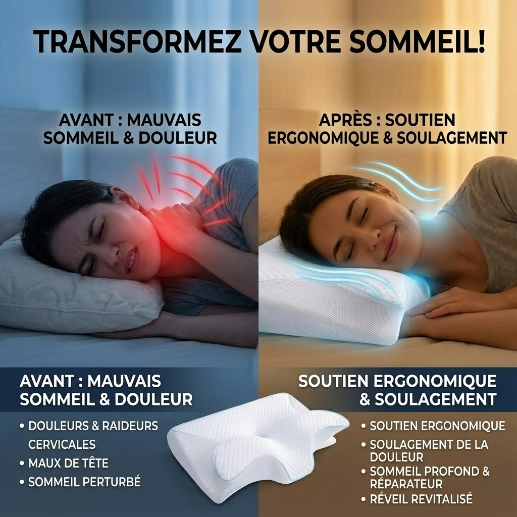 Oreiller de Sommeil Ergonomique en Mousse à Mémoire™